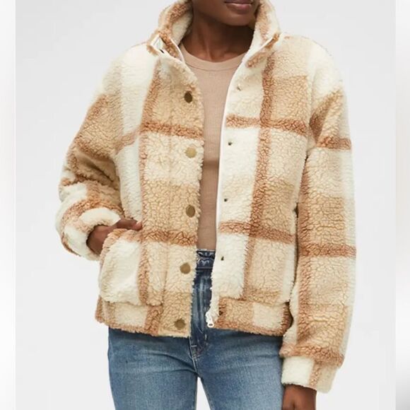 Michael Stars Jackets & Blazers - Michael Stars Sherpa Jacket Rose Plaid Teddy Jacket Size Large